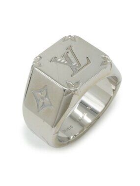 Louis Vuitton Signet Ring Monogram Metal Silver